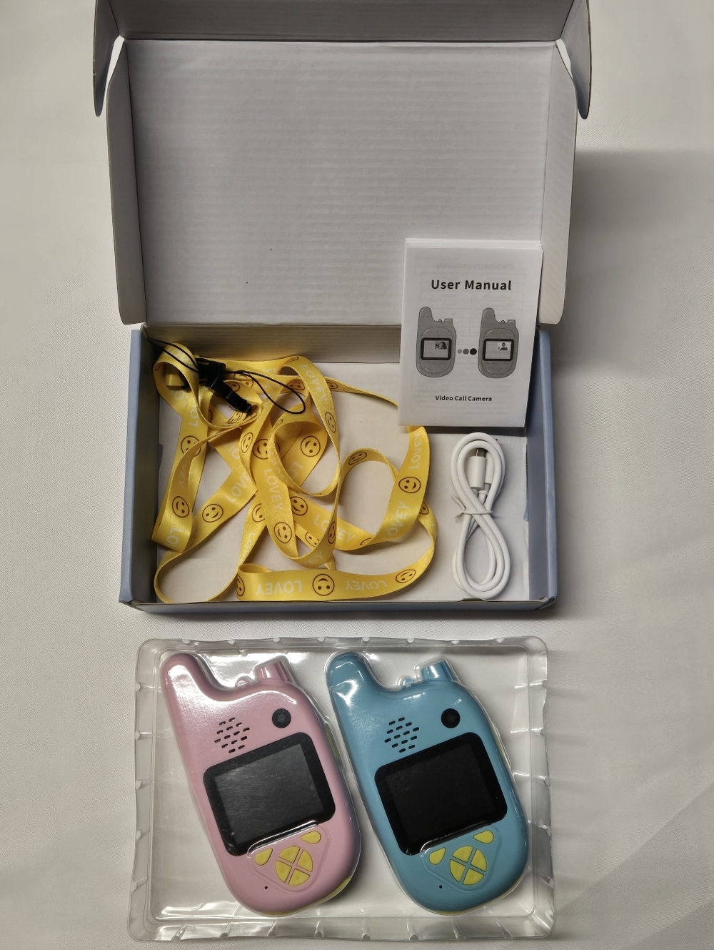2 Pack Rechargeable Kids Video Walkie Talkies - NEW Toys Ages 3+ Pink Blue Set